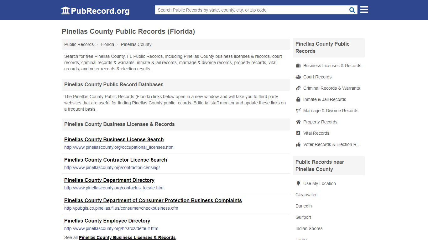 Free Pinellas County Public Records (Florida Public Records)